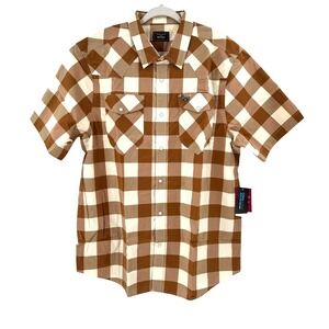 Kimes Ranch Malcom Buffalo Plaid Pearl Snap Shirt Men's XXL Brown Landman‎ NEW